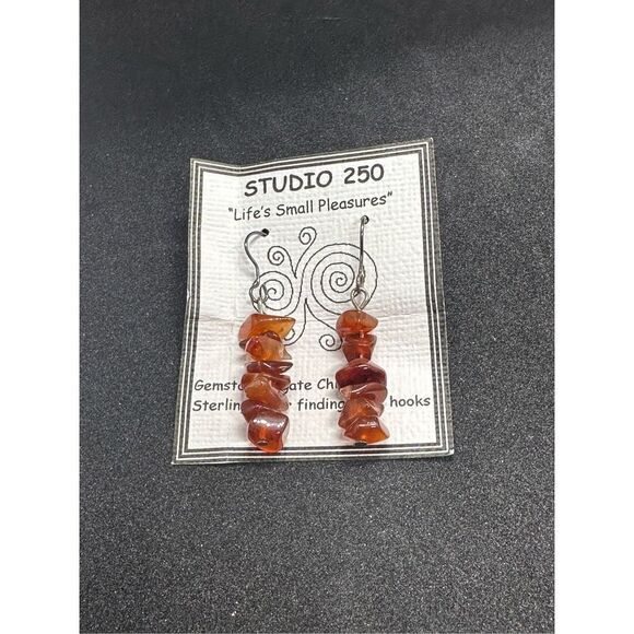 Beautiful Amber Earrings, Orange Stone Dangle Earrings, Gift For Her, Healing Am - Picture 1 of 4